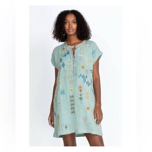 Johnny Was Embroidered Elektra linen Dress , gently worn